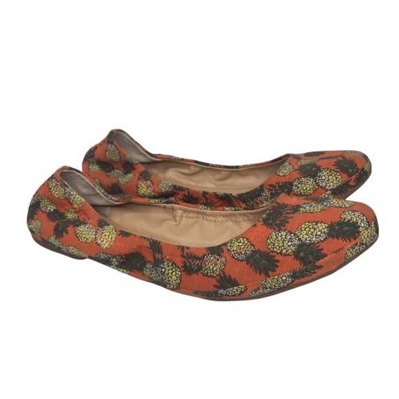 Lucky Brand Emmie Ballet‎ Fabric Flats Womens 8 M Pineapple Canvas Slip On - Picture 1 of 15